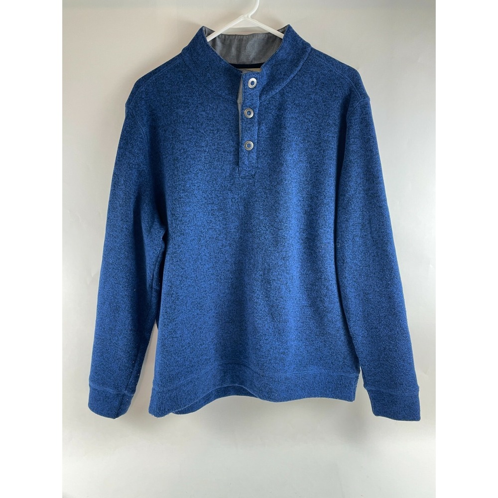 Paradise Collection Sweater Jacket Men's Large Blue Pullover 1/4 Button Up